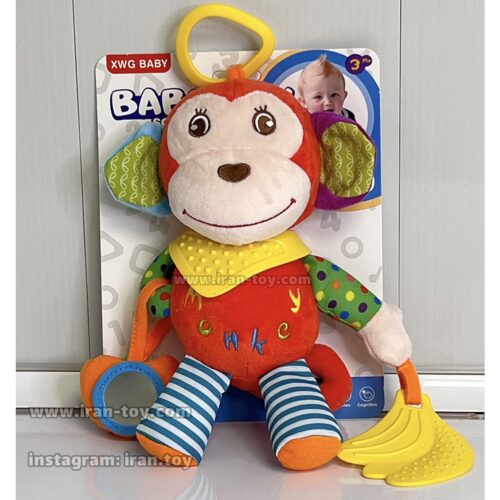 عروسک جغجغه میمون قرمز