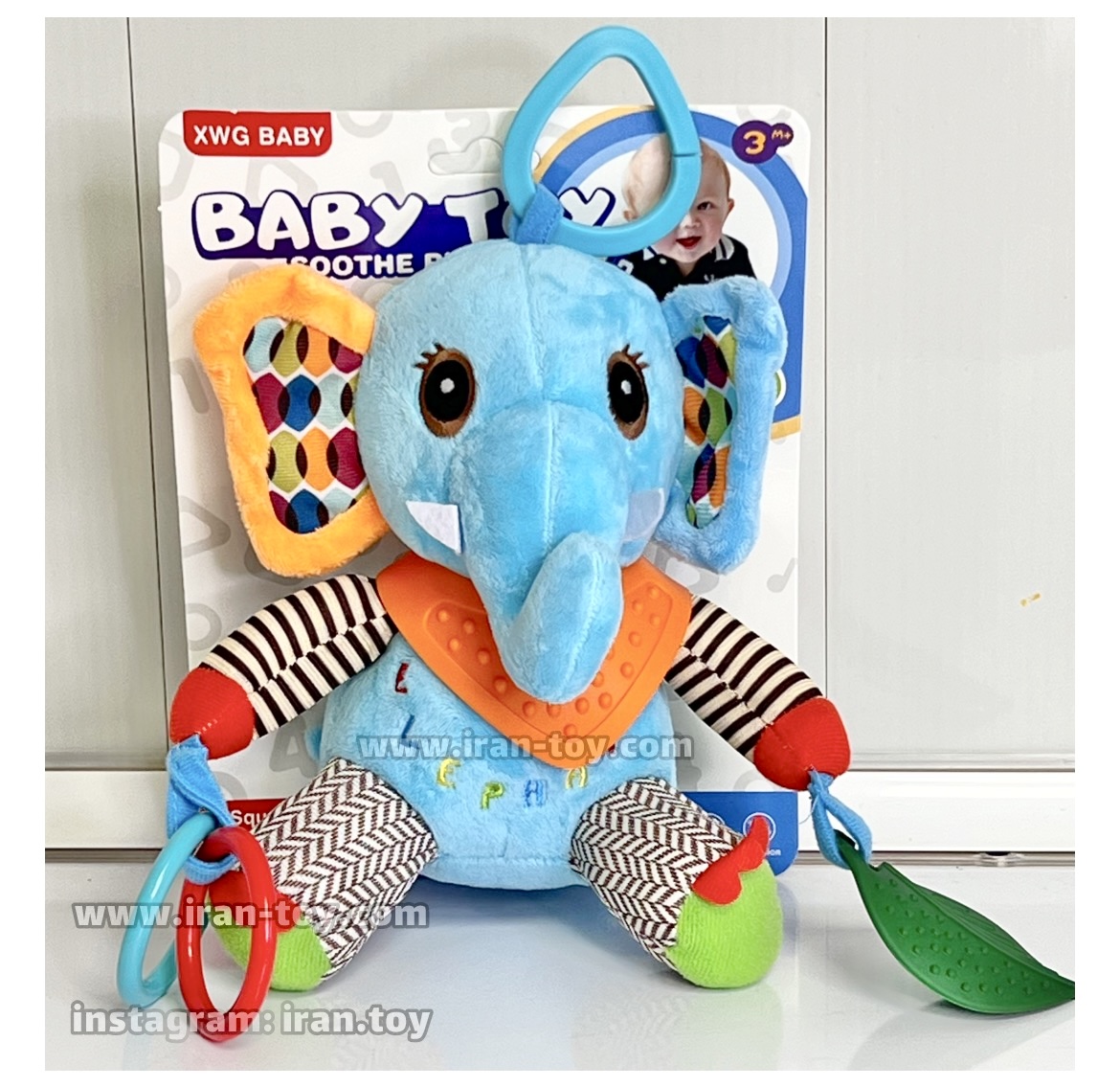 عروسک جغجغه فیل آبی