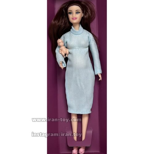 عروسک باربی حامله لباس آبی