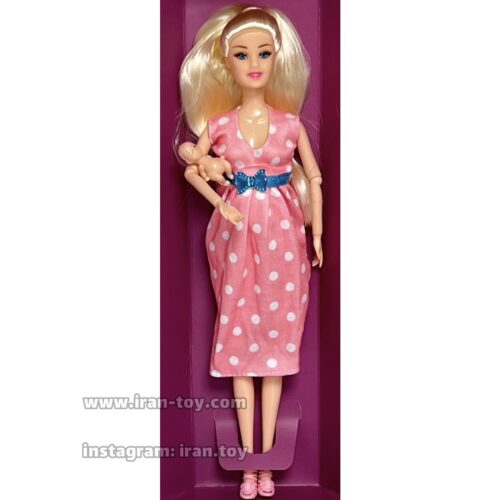 عروسک باربی حامله لباس صورتی