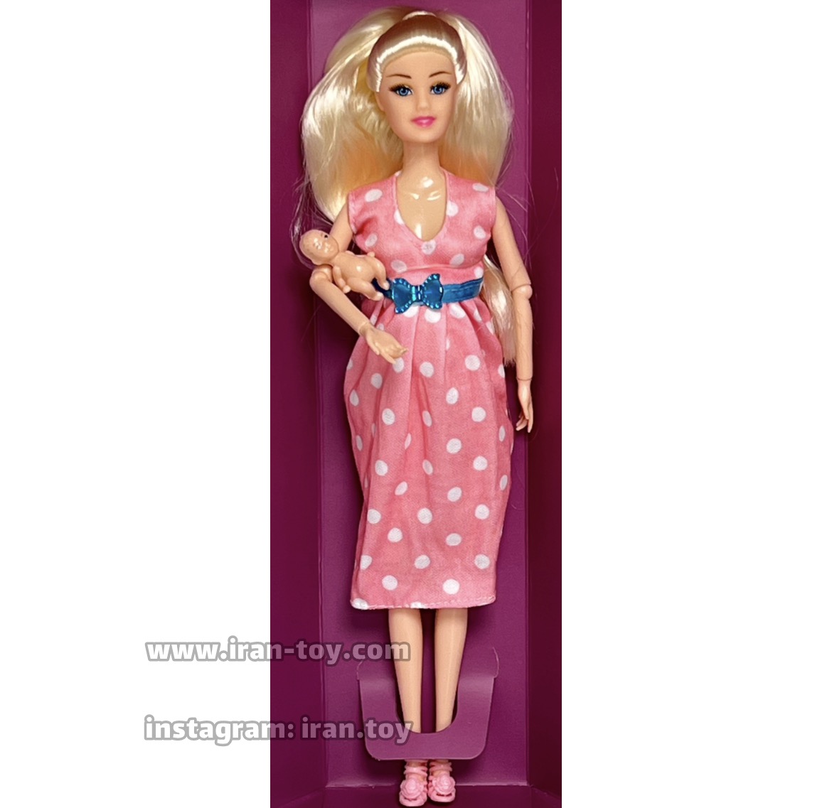 عروسک باربی حامله لباس صورتی